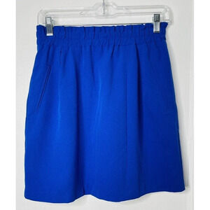 Everly Womens Sz M Skirt Blue Pleated Short Paper Bag High Waist Paper Pockets